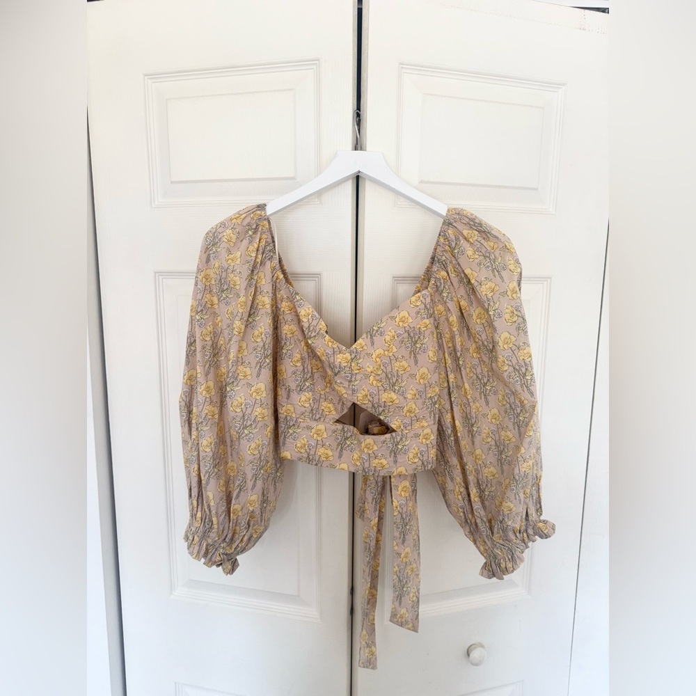 NWT Mable Chance of Sun Floral Two Piece Set Puff Sleeve Top Tiered Skirt Large - Picture 3 of 16